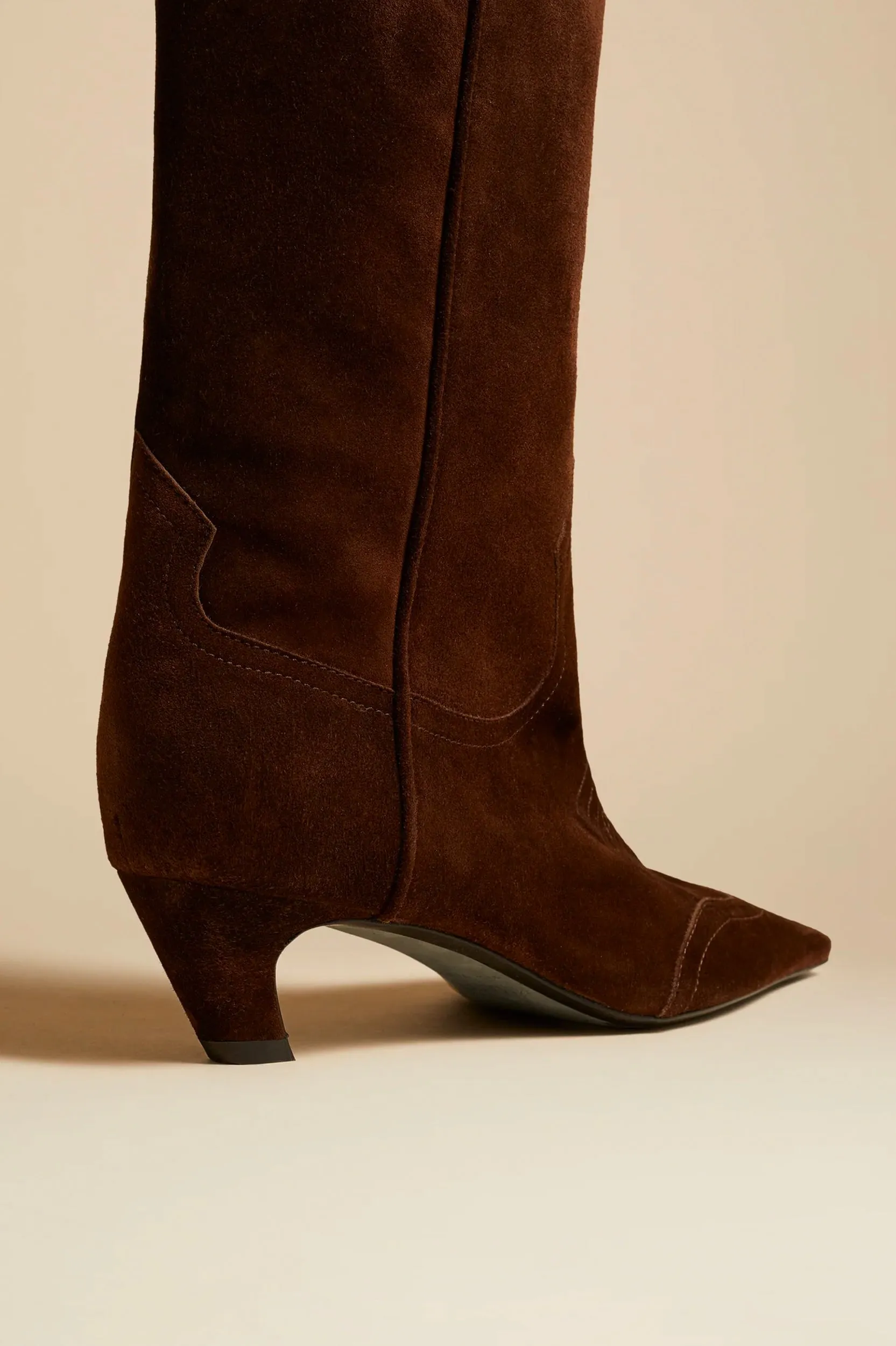 Dallas High Knee Boots in Rich Coffee Brown Leather