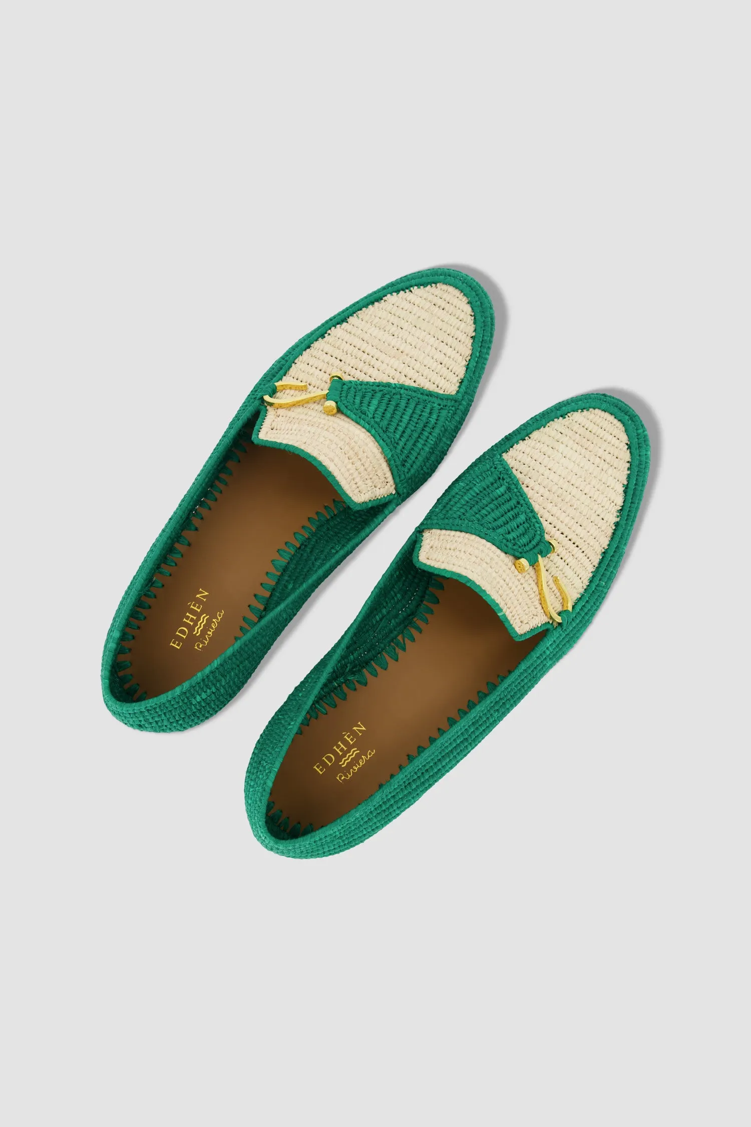 Edhen Milano Agadir Green Raffia Loafers