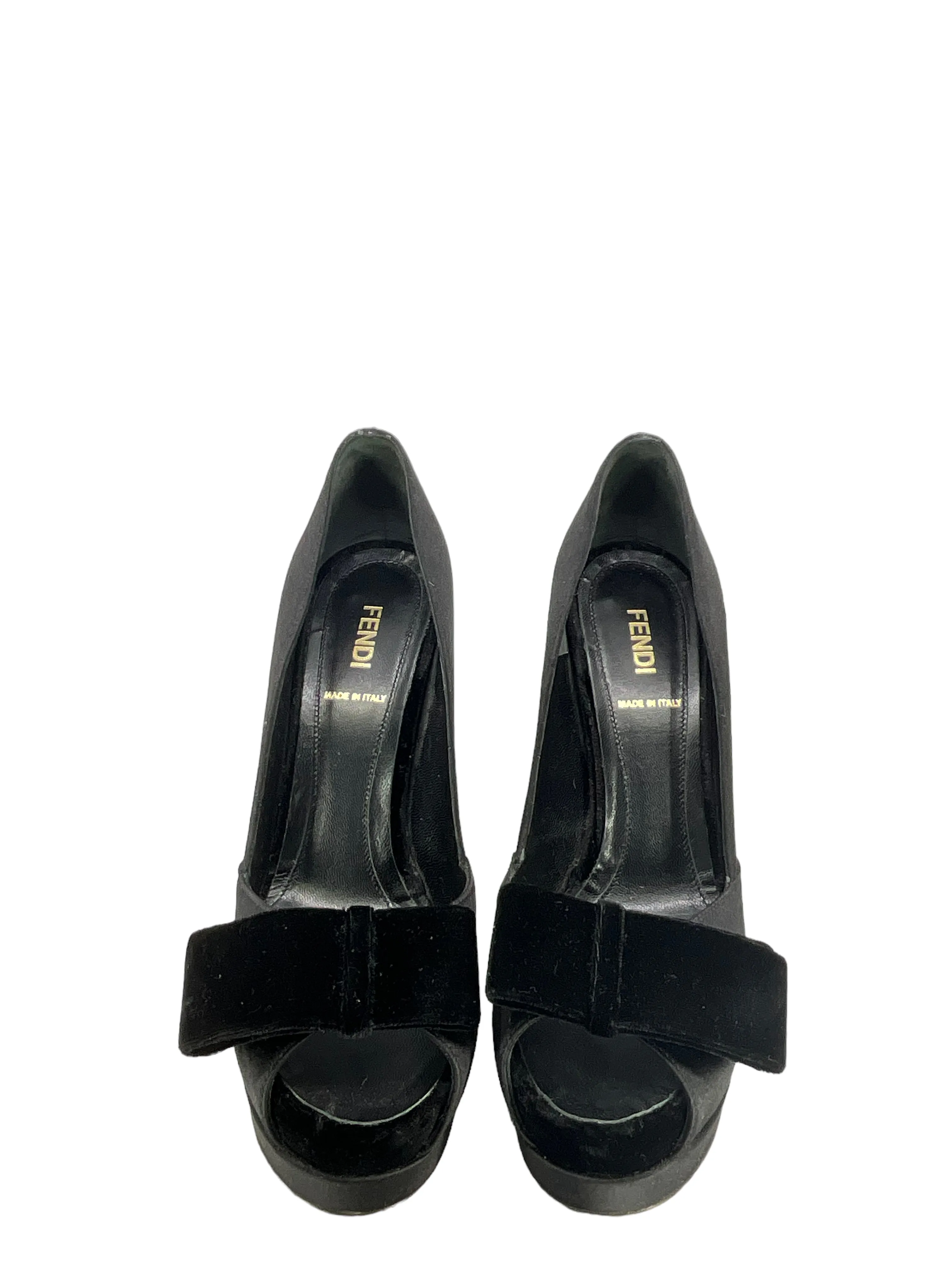 Fendi Black Satin Pumps Size 7.5