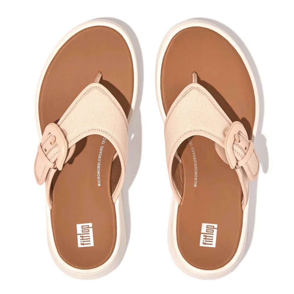 FitFlop F-Mode Flatform Buckle Canvas Sandals - Rose Foam