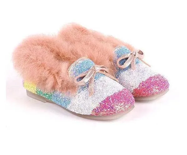 Glitter Faux Fur Stripe Loafer