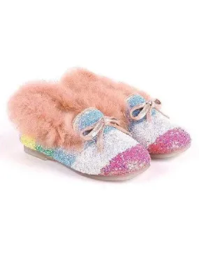 Glitter Faux Fur Stripe Loafer