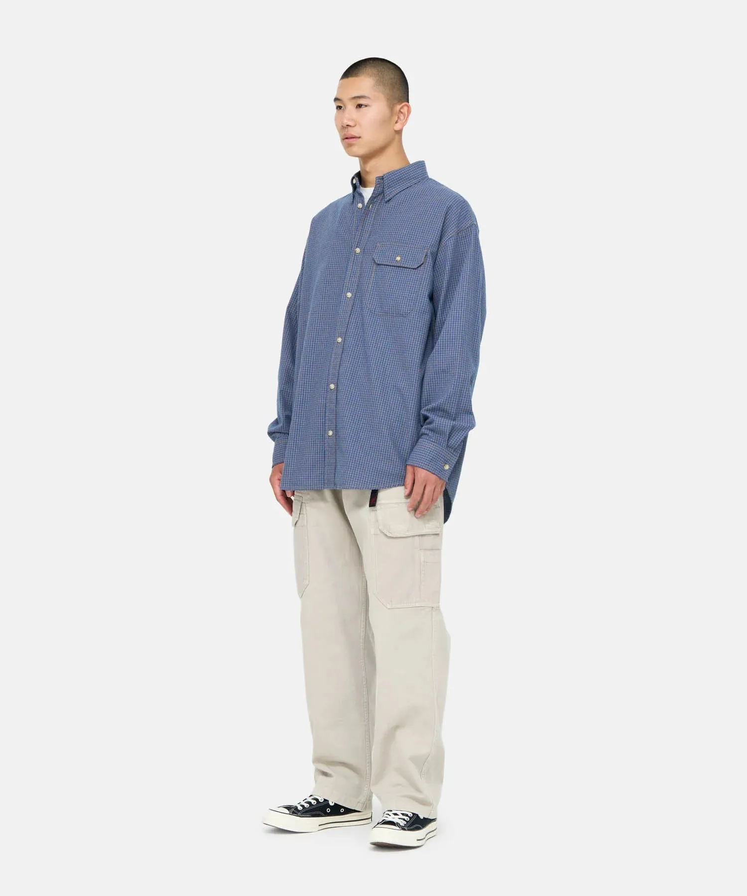 Gramicci Oxford Button Down Stance Shirt Check Navy