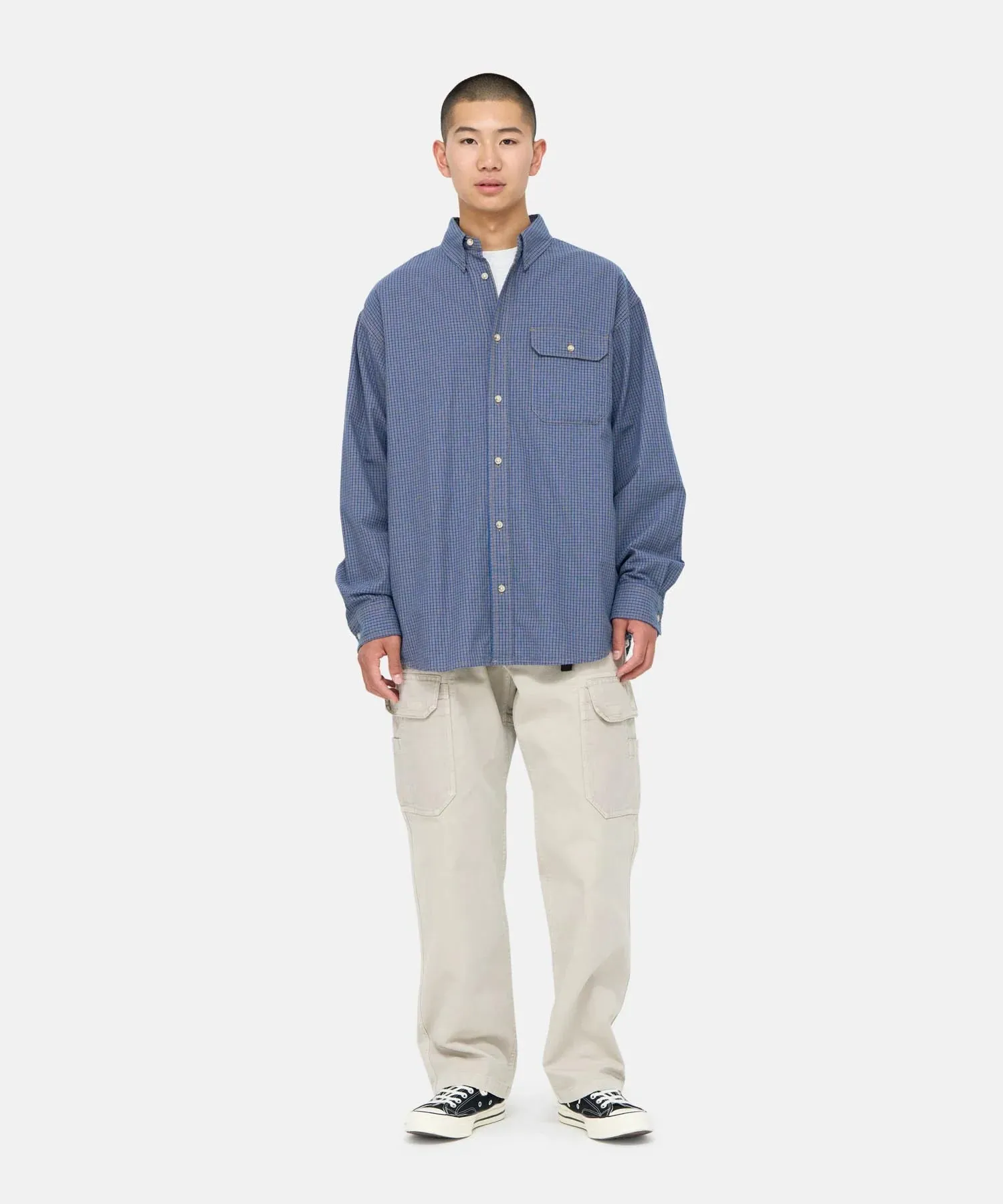 Gramicci Oxford Button Down Stance Shirt Check Navy