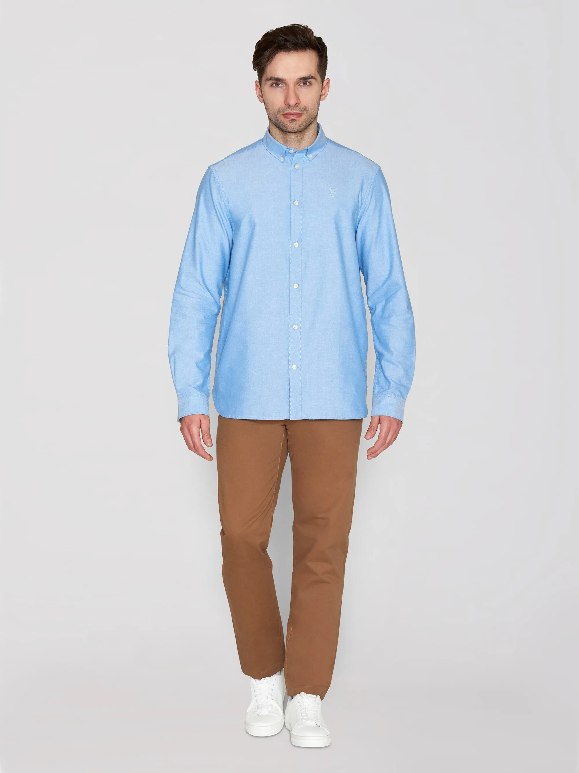 HARALD small owl oxford regular fit shirt - GOTS/Vegan - Lapis Blue