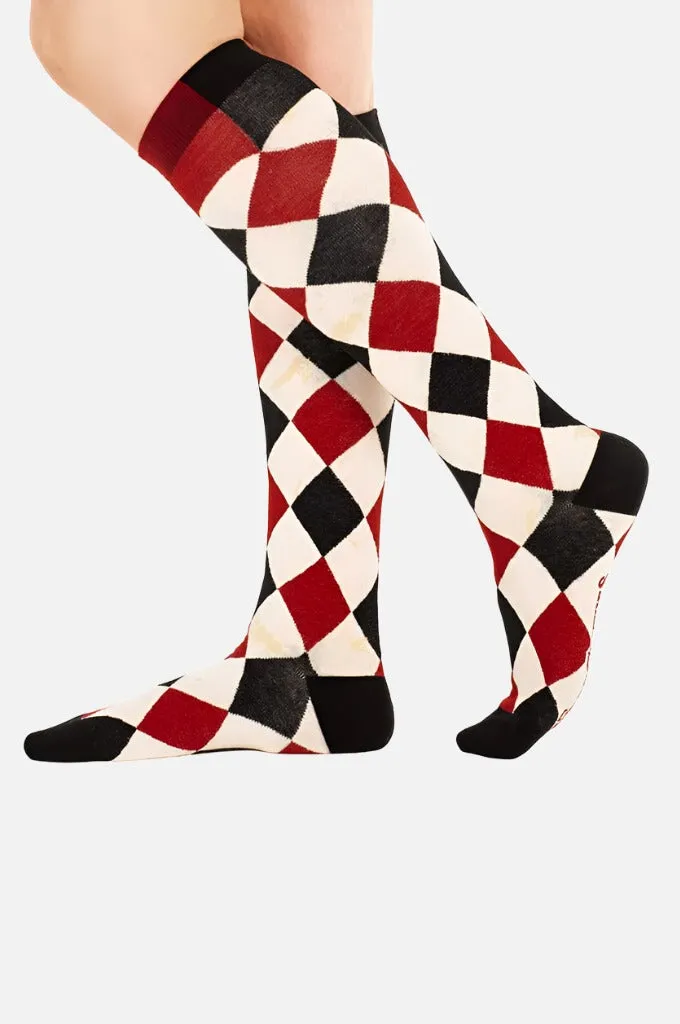 Haunting Harlequin Knee High Socks