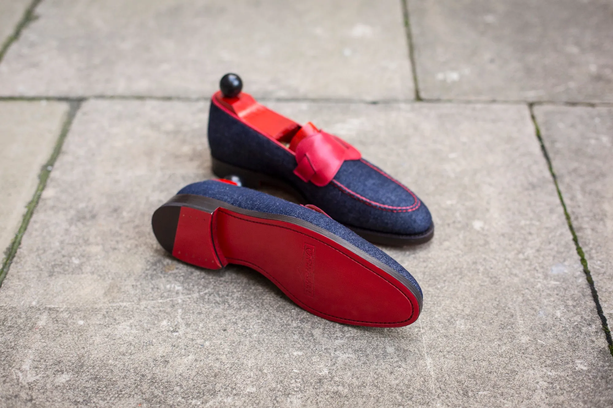 Hawthorne - MTO - Denim / Red Calf - TMG Last - Double Leather Sole