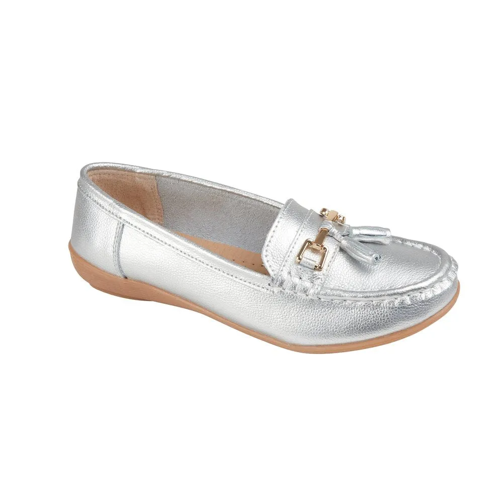 Jo & Joe Nautical Silver Metallic Leather Pump