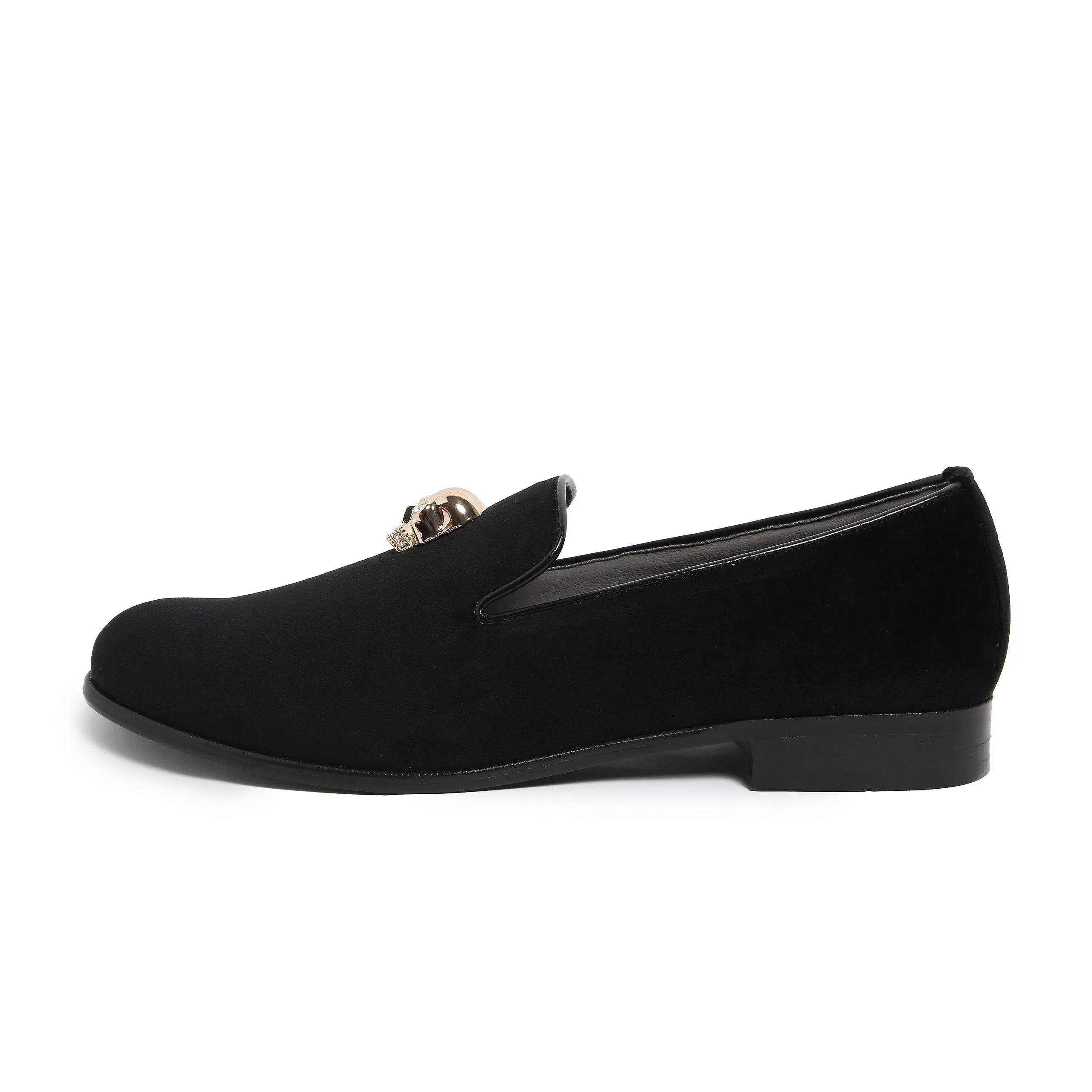 KANE | BLACK VELVET GOLDEN SKULL SLIP-ON