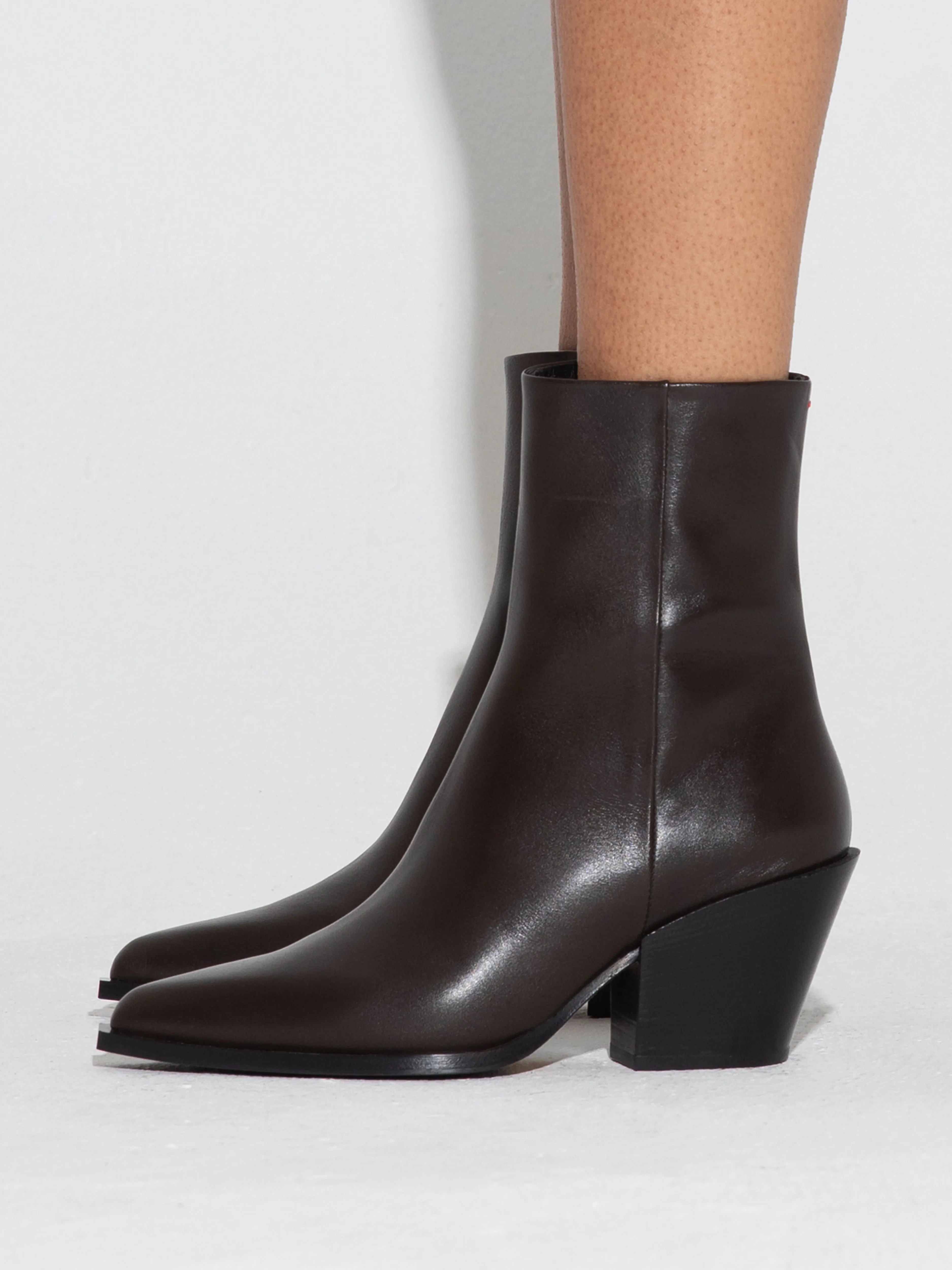 Kara Leather Cowboy Ankle Boots