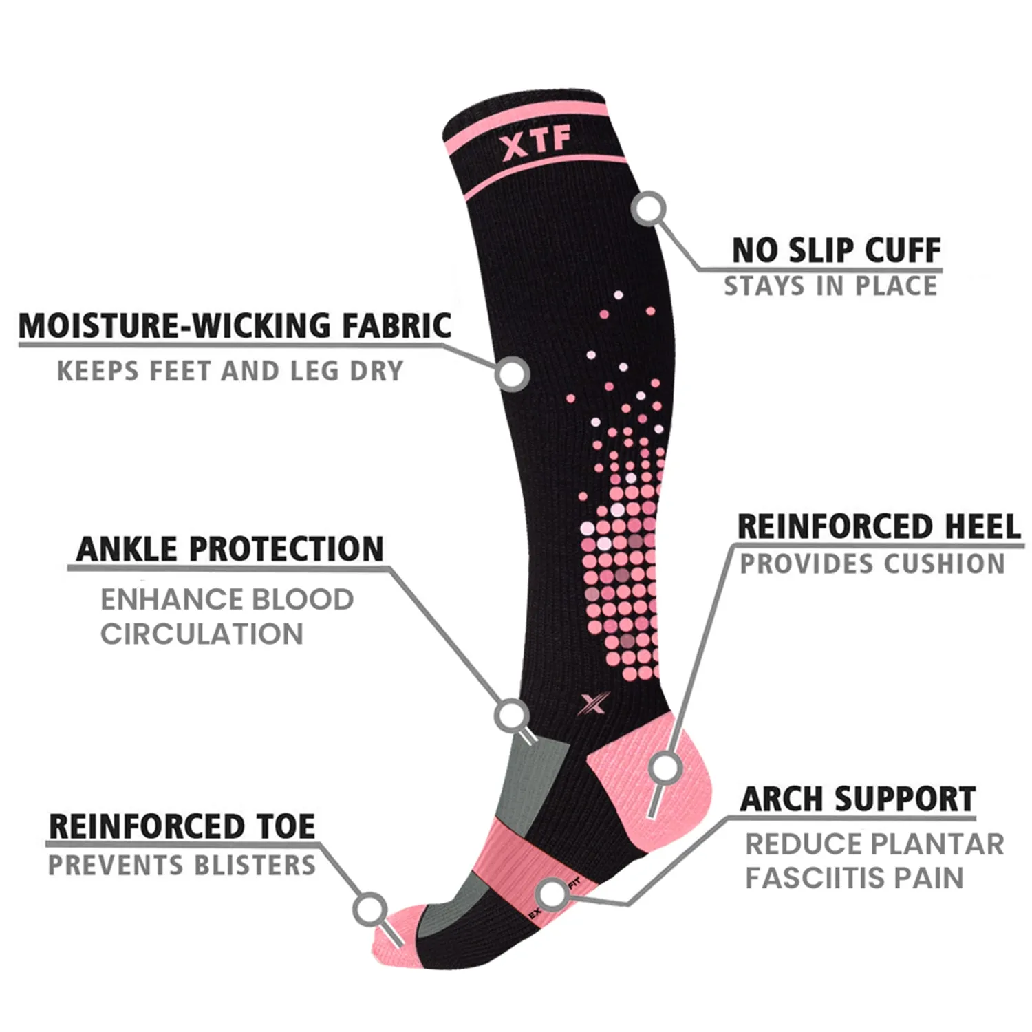 Knee-high Compression Socks (6-Pairs)