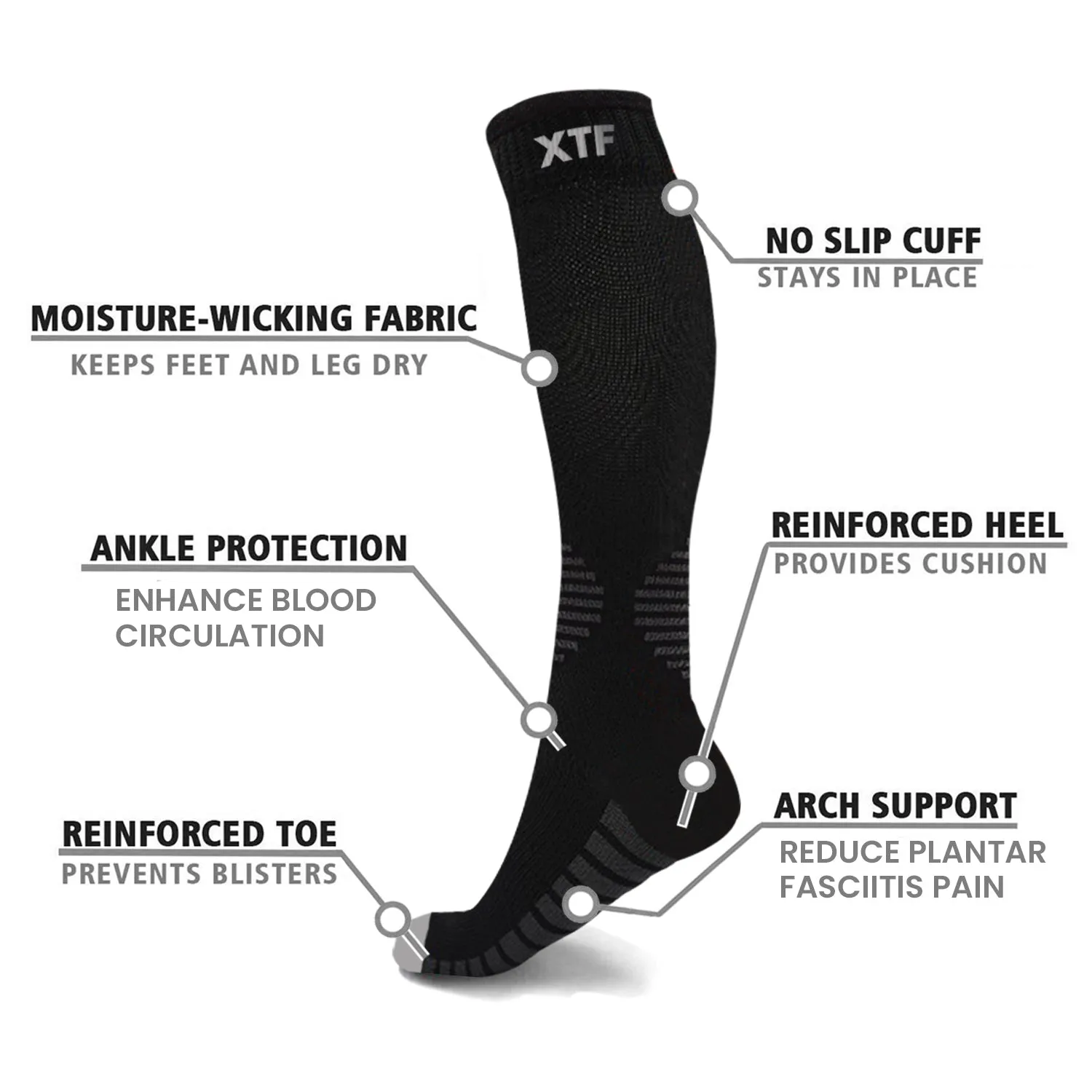 Knee-high Compression Socks (6-Pairs)