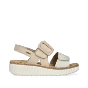 Ladies Rieker Sandals Beige/Gold Chunky Platform 69260-60 sale