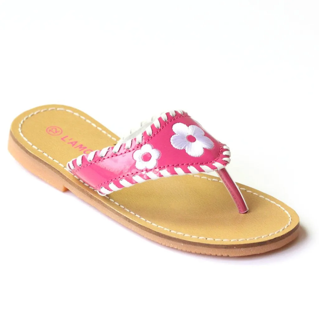 L'Amour Flower Stitched Thong Sandal