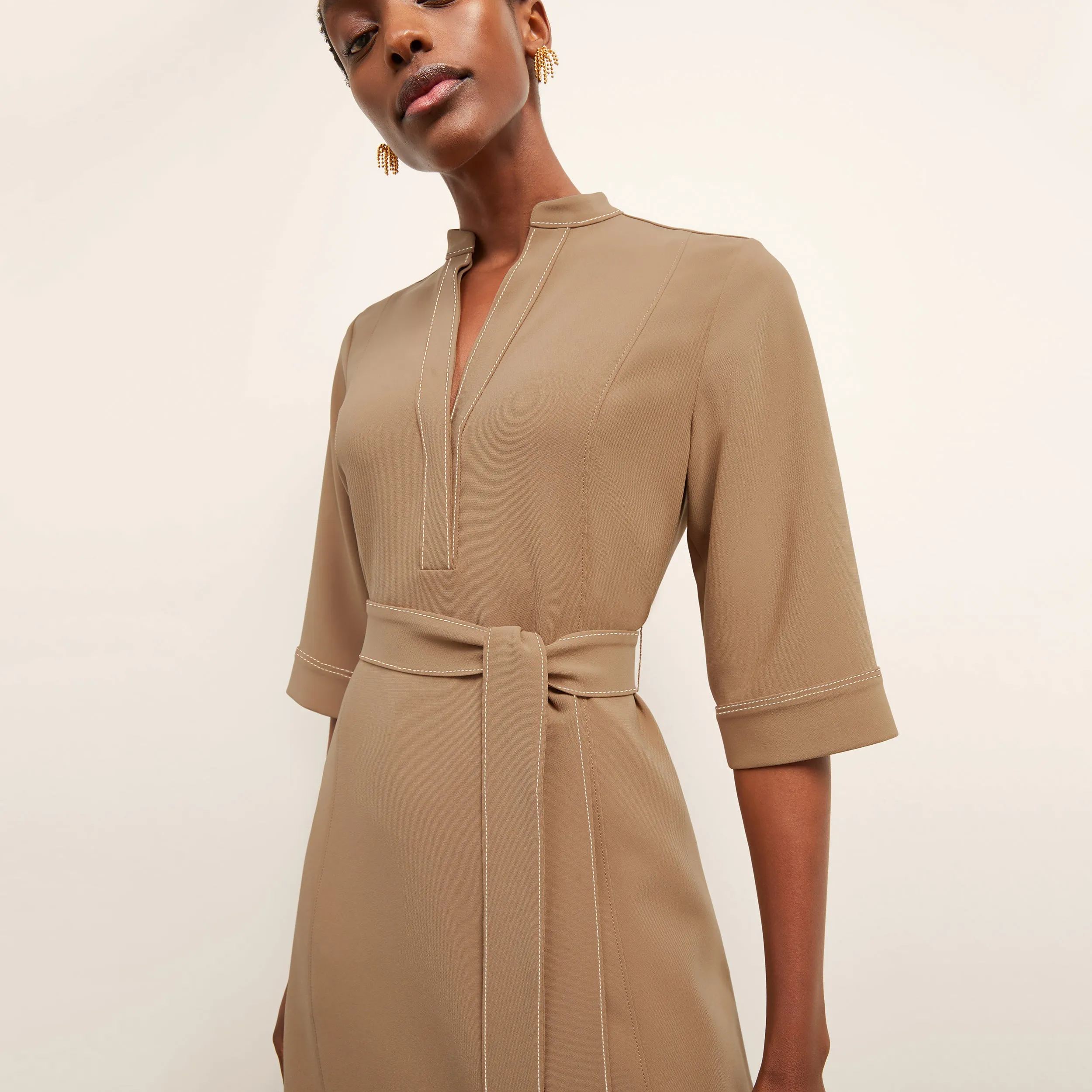 Lauleh Dress - Everyday Crepe :: Light Saddle