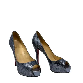 Louboutin Glitter Lady Peep Toe Pumps - Size 37.5