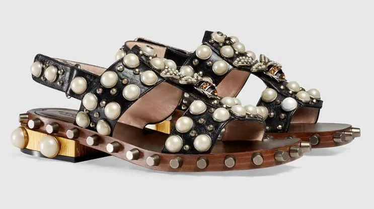 'Marlene' Embellished Bee Sandals