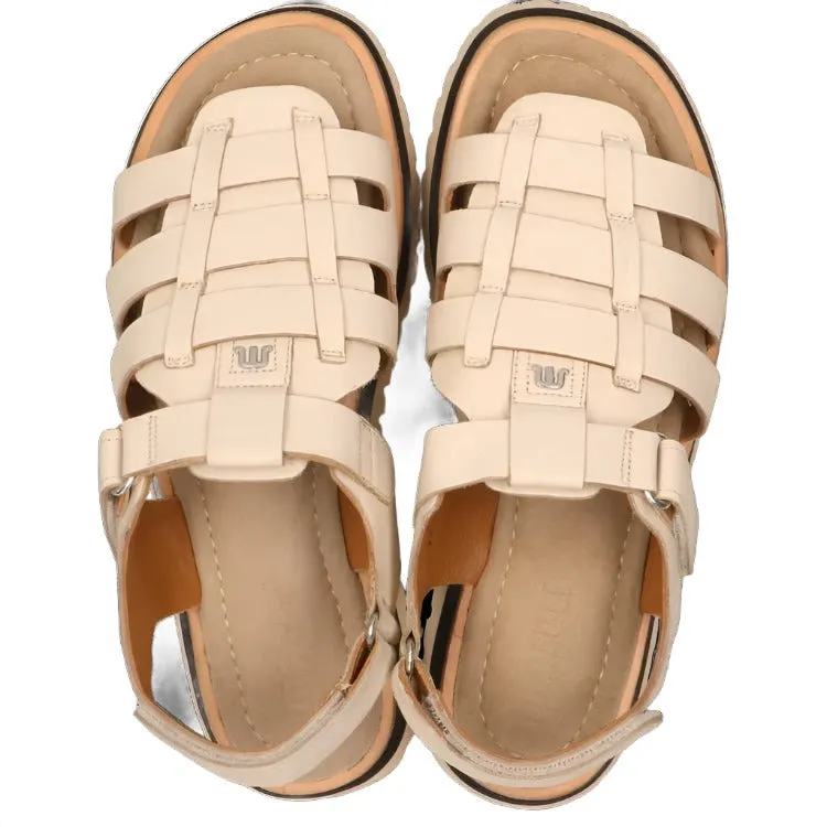 MARUTI LOGAN LEATHER SANDALS IN OFF WHITE