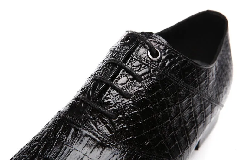 Men Lace Up Pointed Animal Pattern Oxford Shoes