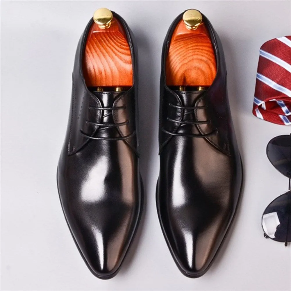 Men Lace Up Pointed Oxford Shoes