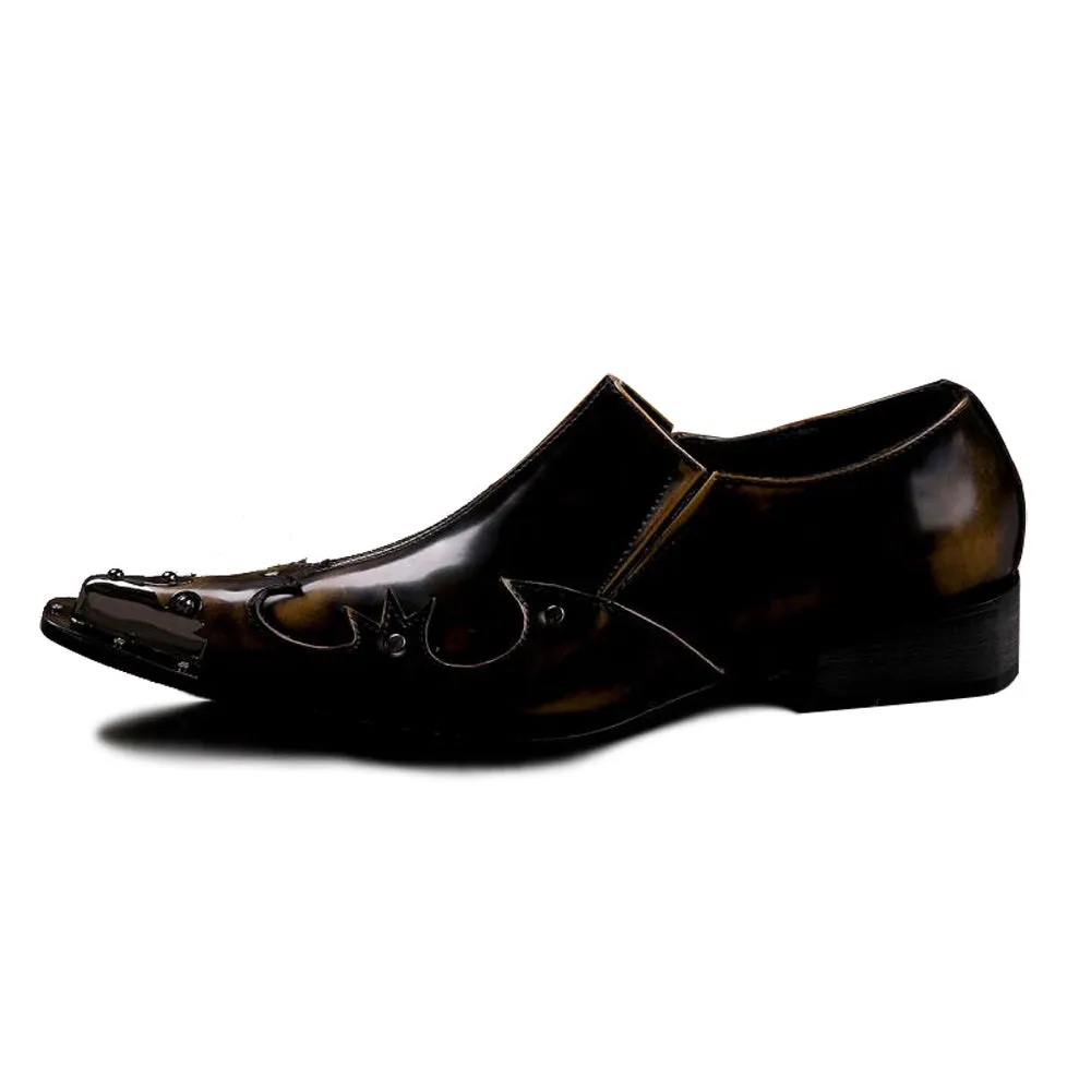 Men Slip On Pointed Steel Toe Oxford Shoes