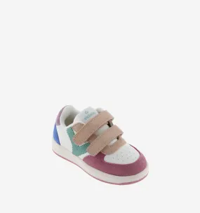 Multicolor pink leather sneakers with V logo