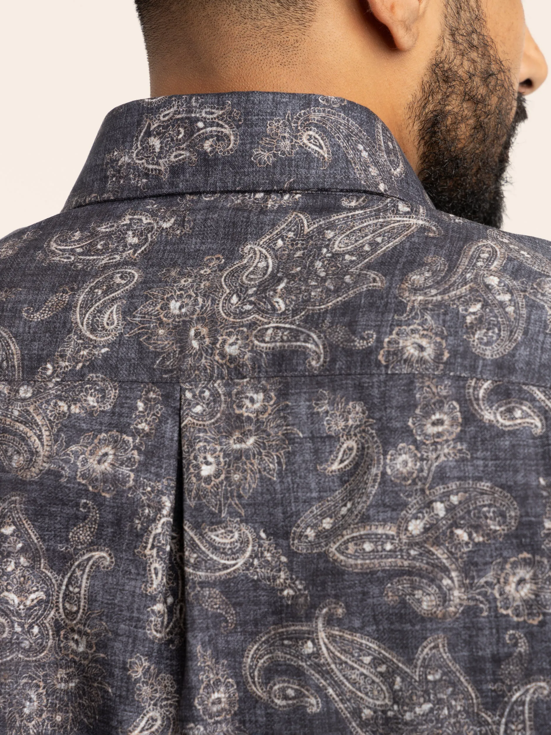 Navy Paisley Cotton Shirt