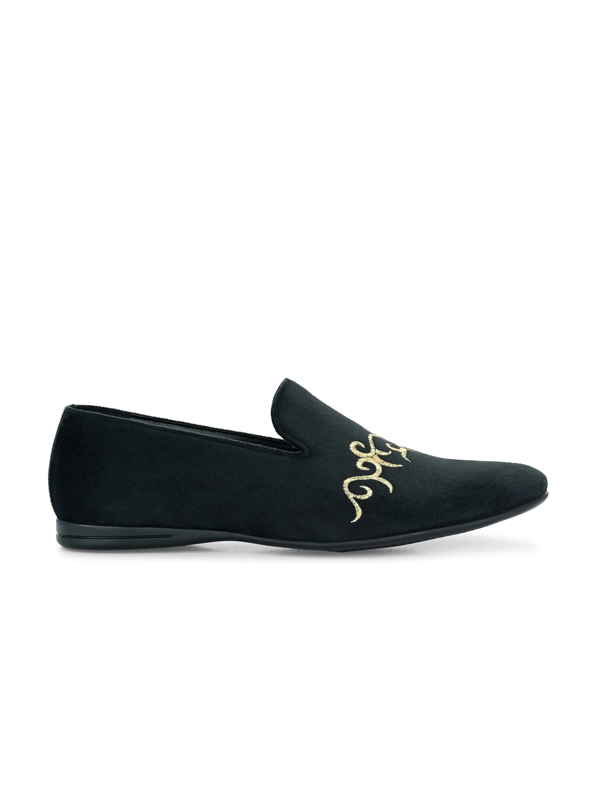 Palladio Black Embroidered Loafers