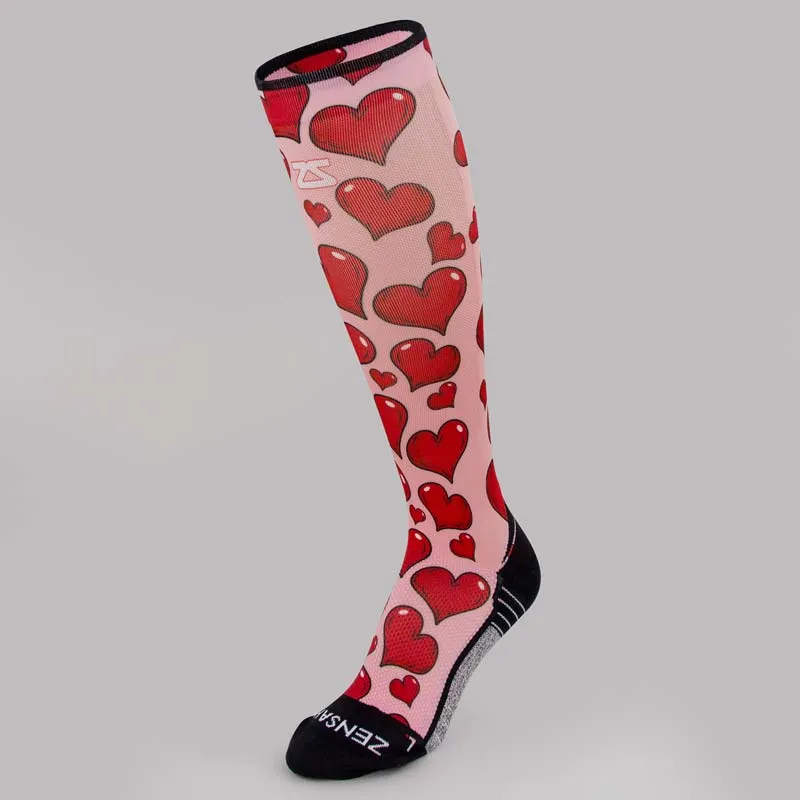 Pink Hearts Compression Socks (Knee-High)