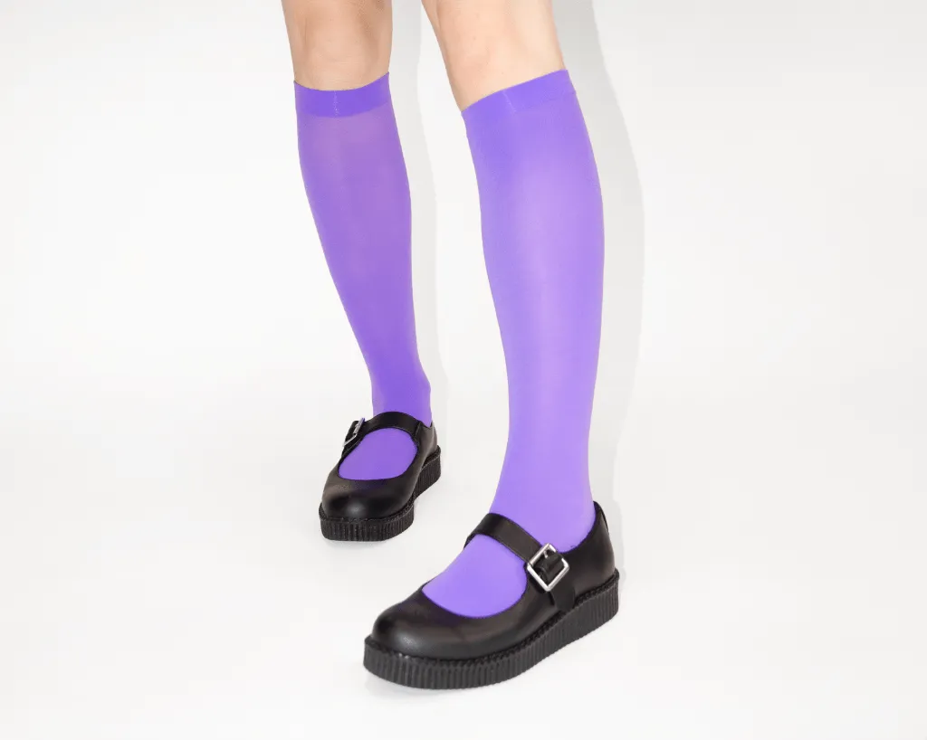 Purple Knee-High Nylon Mesh Sock