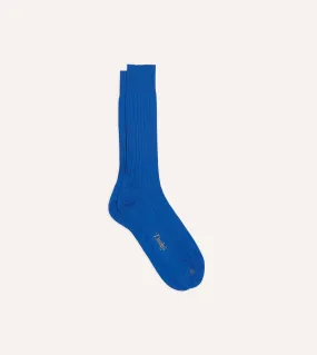 Royal Blue Cotton Mid-Calf Socks