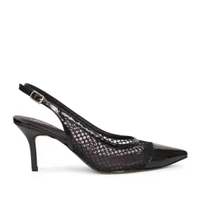 Saint Katy Black Slingback Mesh Pumps