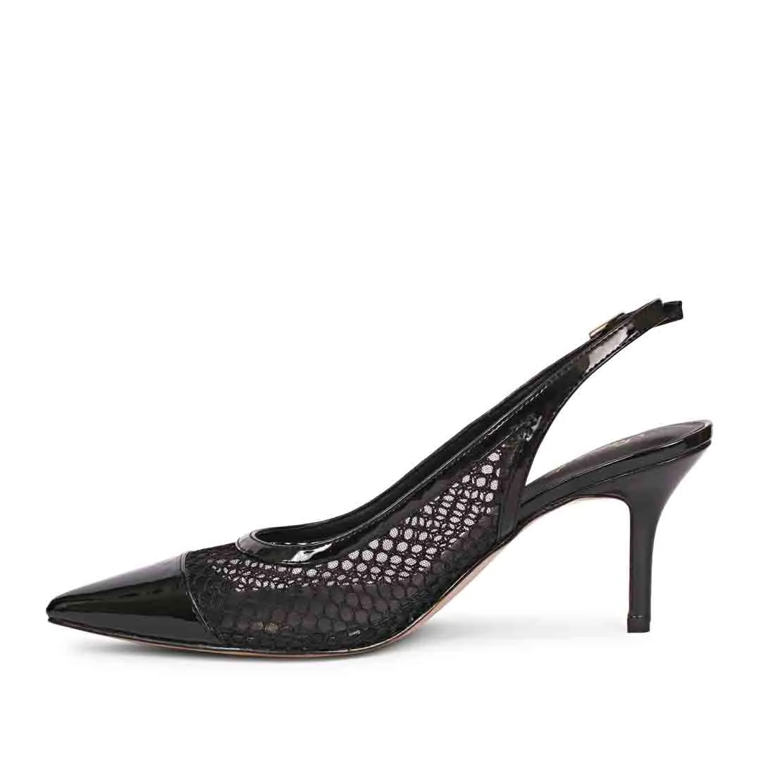 Saint Katy Black Slingback Mesh Pumps