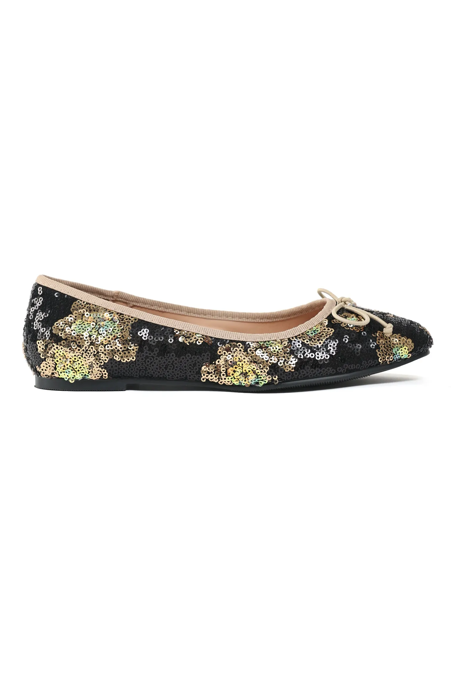 SHIMMER BOW FLATS-BLACK