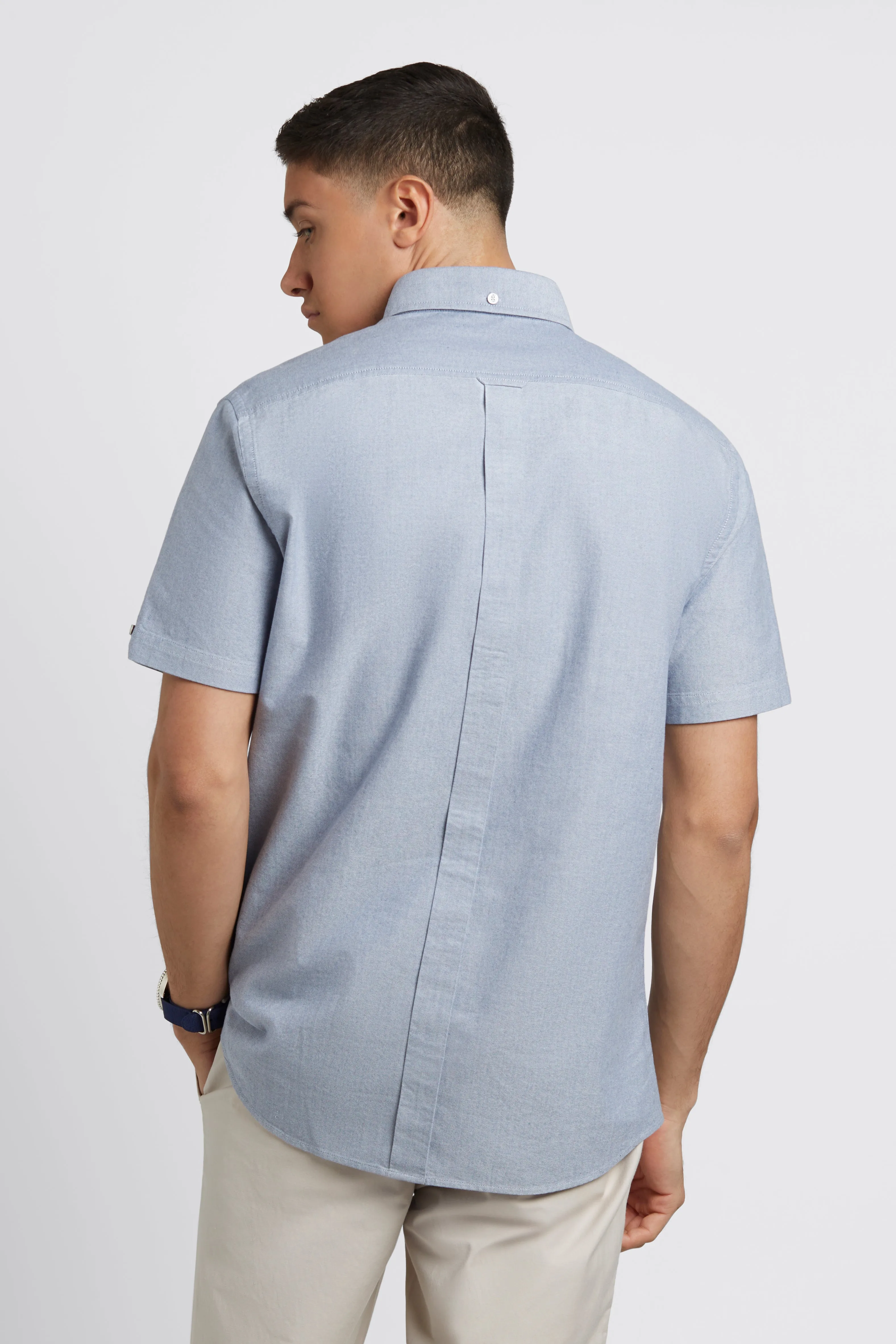 Short Sleeve Brighton Oxford Organic Shirt - Navy