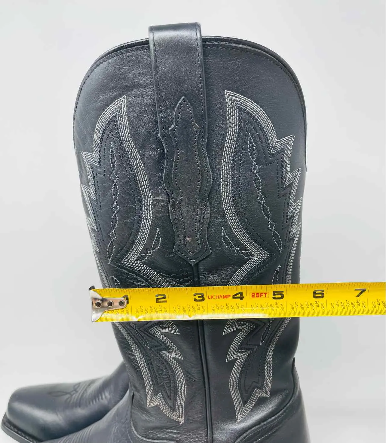 Size 9.5 Black/Gray Embroidered Leather W/ BOX!!! Men's Boots- Men's