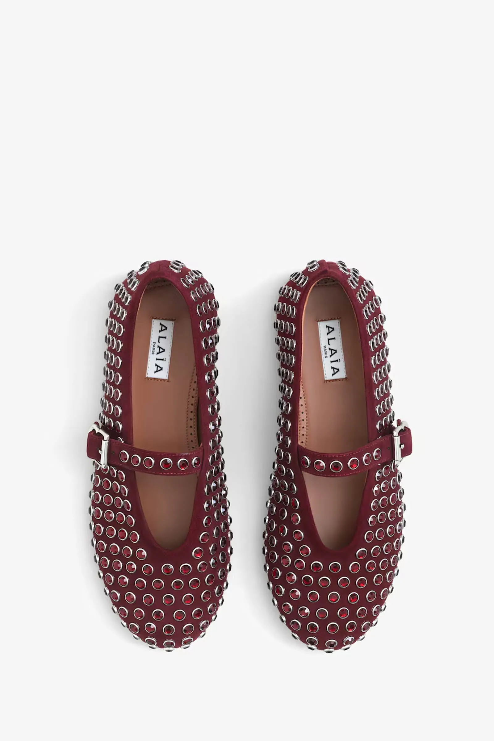 Strass suede leather ballet flats