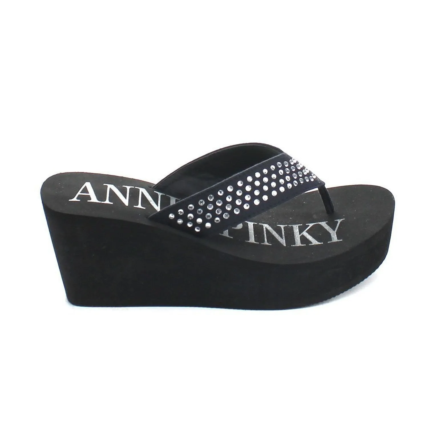 Studded Women's Thong Flip Flop Wedge Platform Sandals