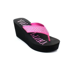 Studded Women's Thong Flip Flop Wedge Platform Sandals