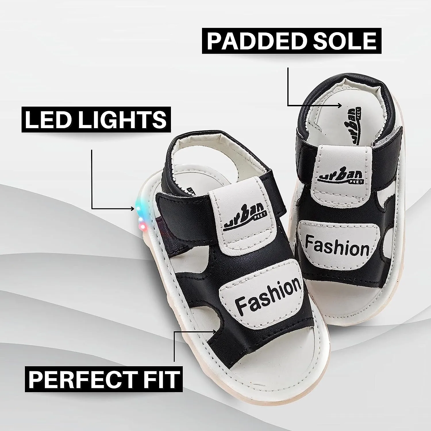 Stylish LED Light Floaters Sandals | Black & White