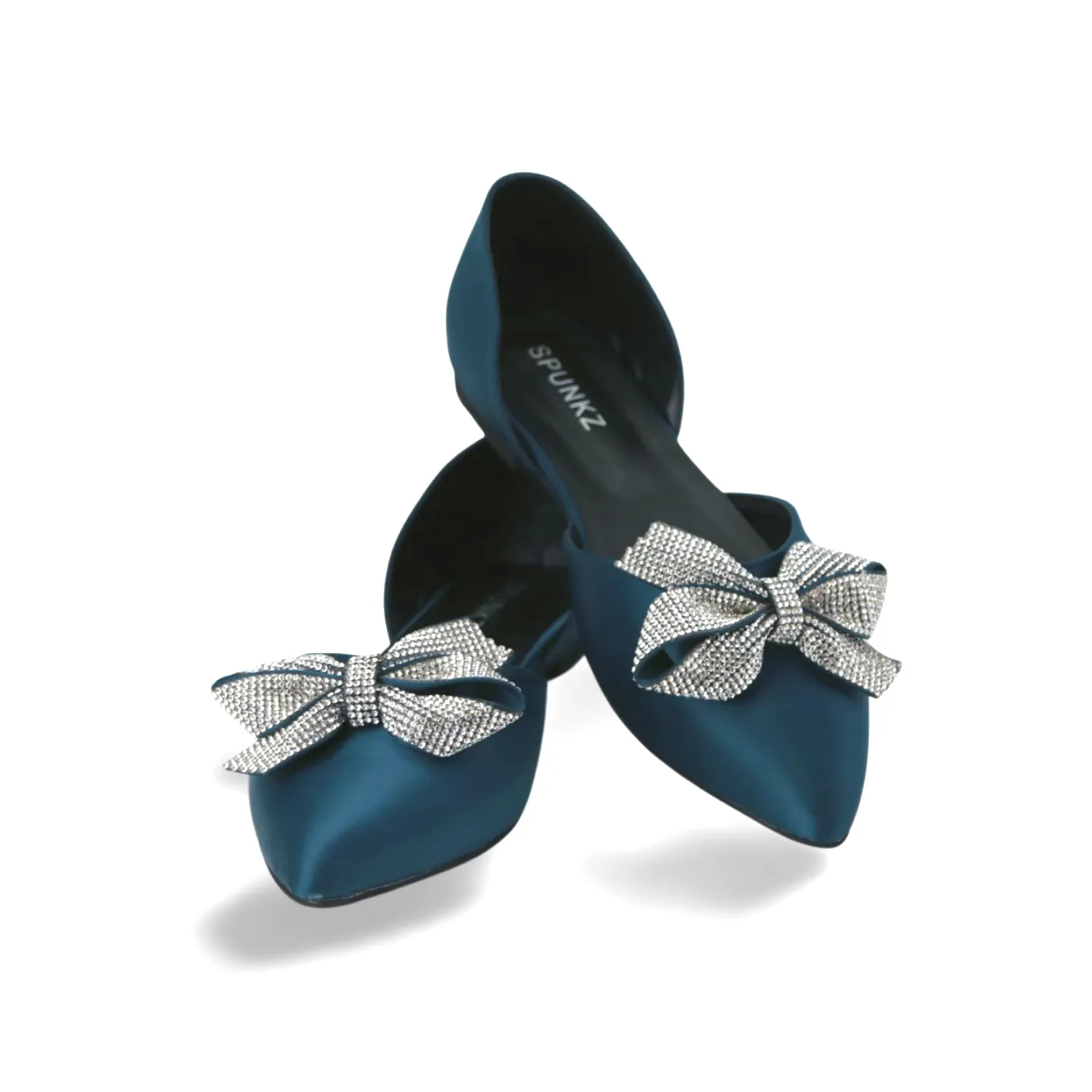 Stylish Satin Flats with Rhinestone Bow