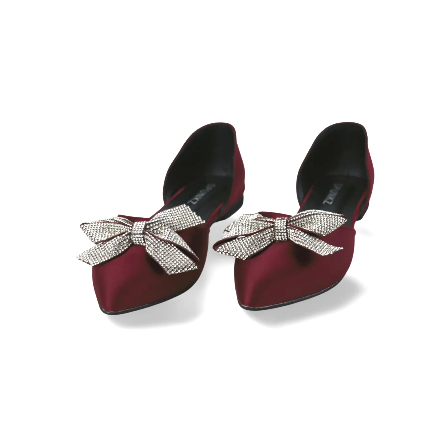 Stylish Satin Flats with Rhinestone Bow