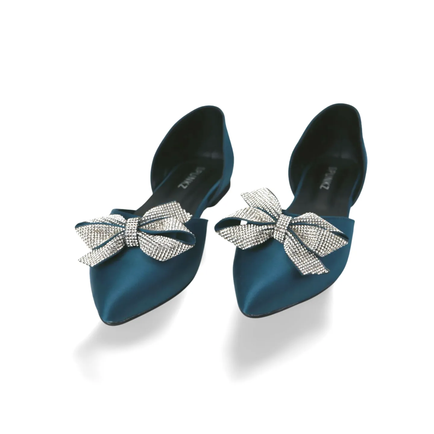 Stylish Satin Flats with Rhinestone Bow