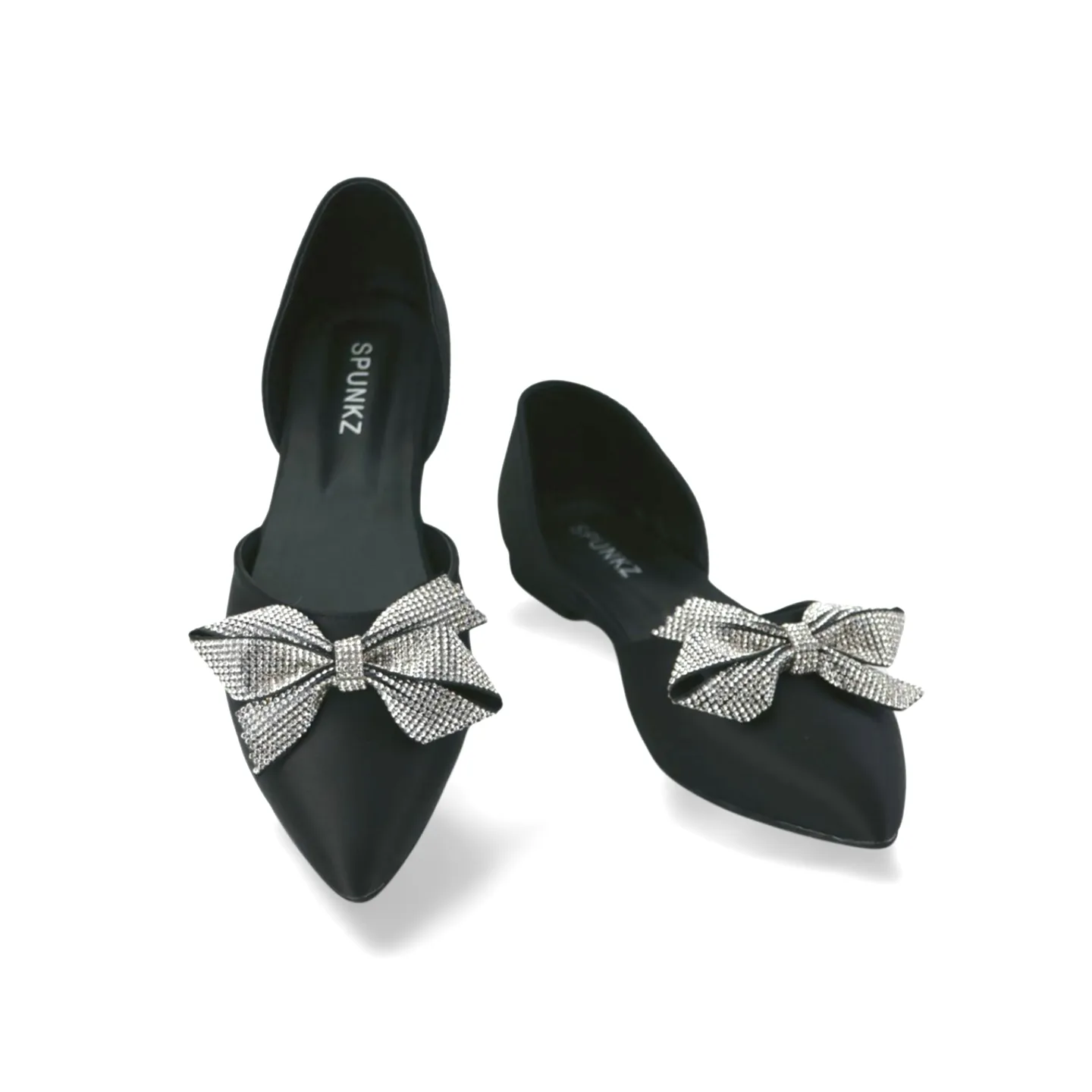 Stylish Satin Flats with Rhinestone Bow