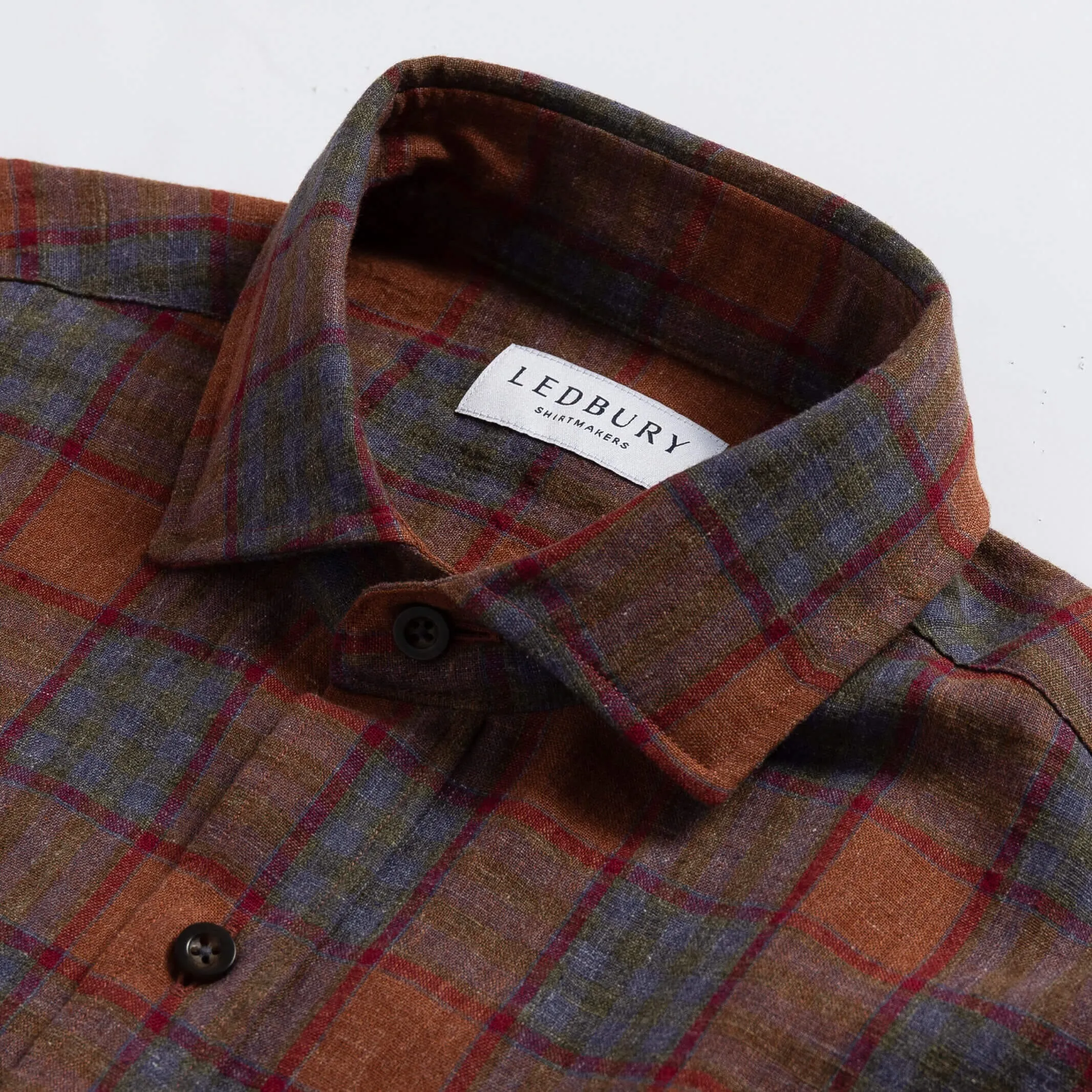 The Burnt Sienna Briese Linen Cotton Plaid Custom Shirt