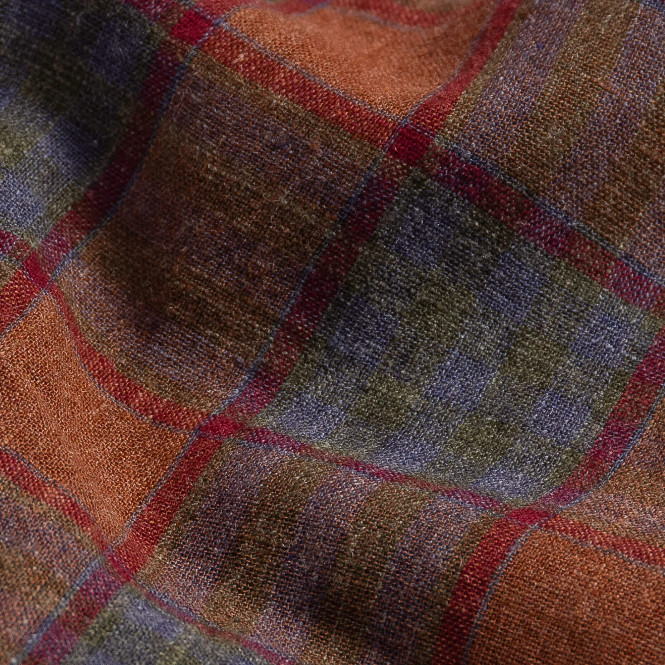 The Burnt Sienna Briese Linen Cotton Plaid Custom Shirt