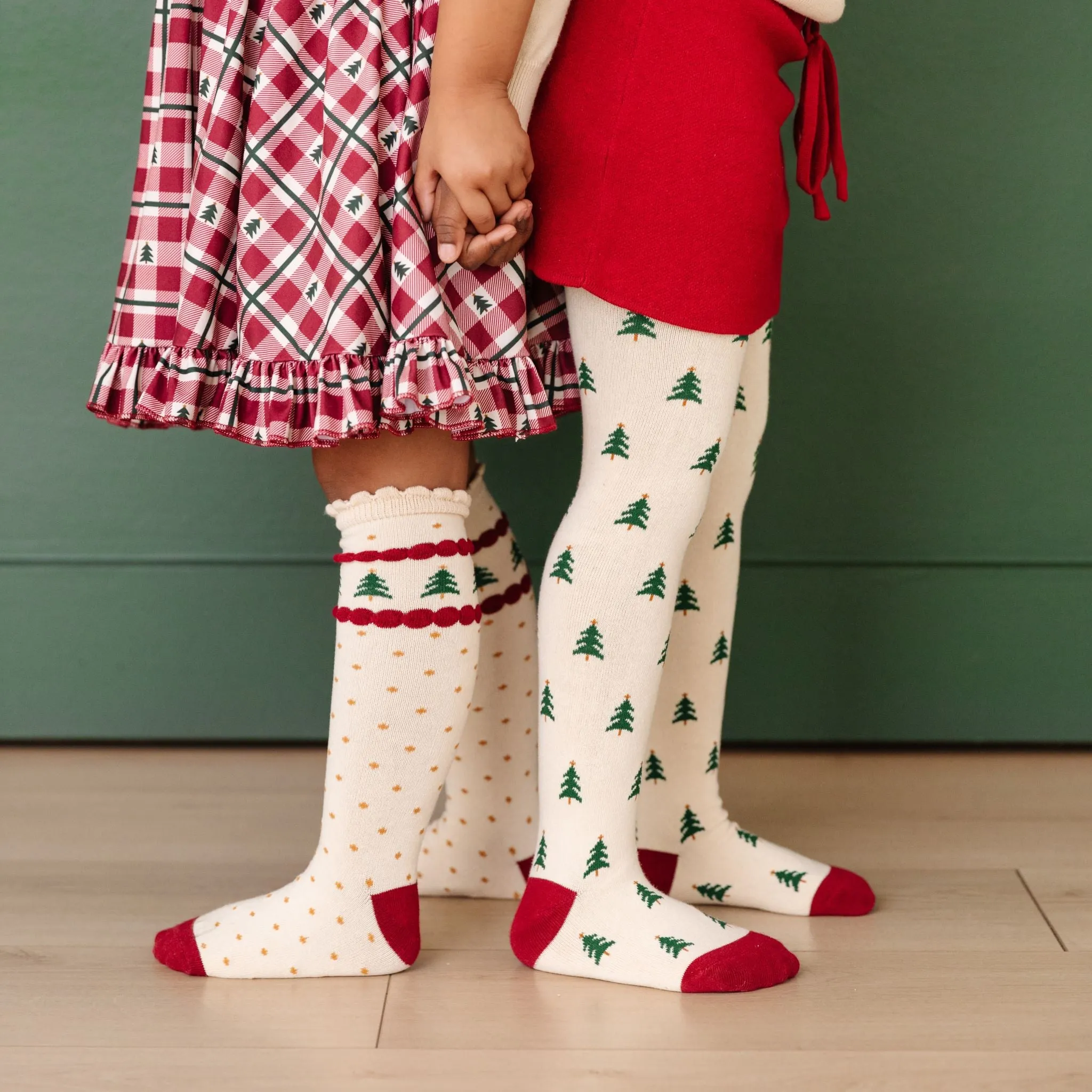 Tree Farm Scalloped Knee High Socks