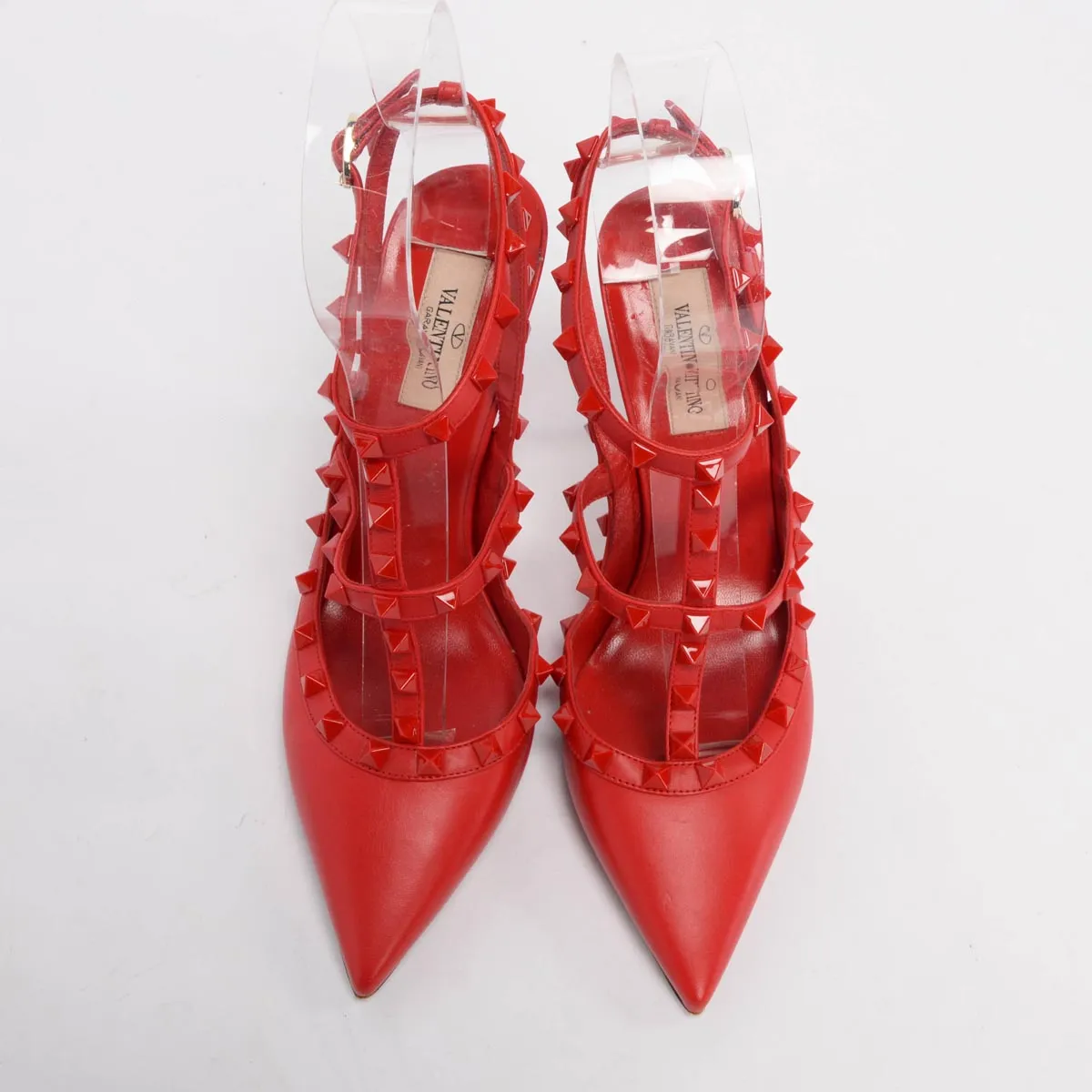 Valentino Red Calfskin Rockstud Cage Pumps 39.5