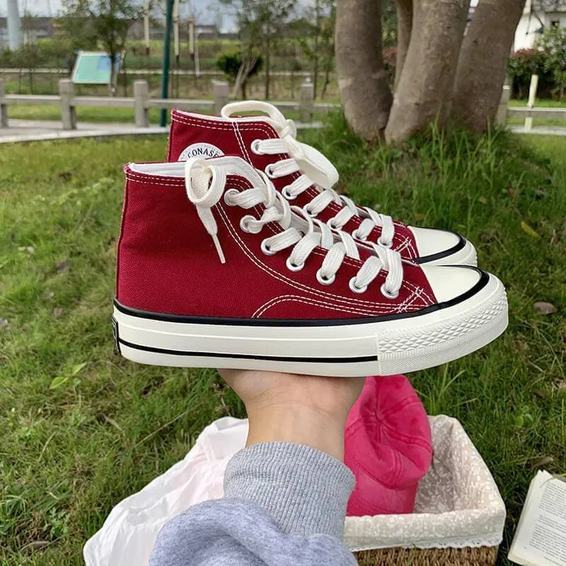 Women's Casual Daily Canvas Candy Colors Lace-up Sneakers