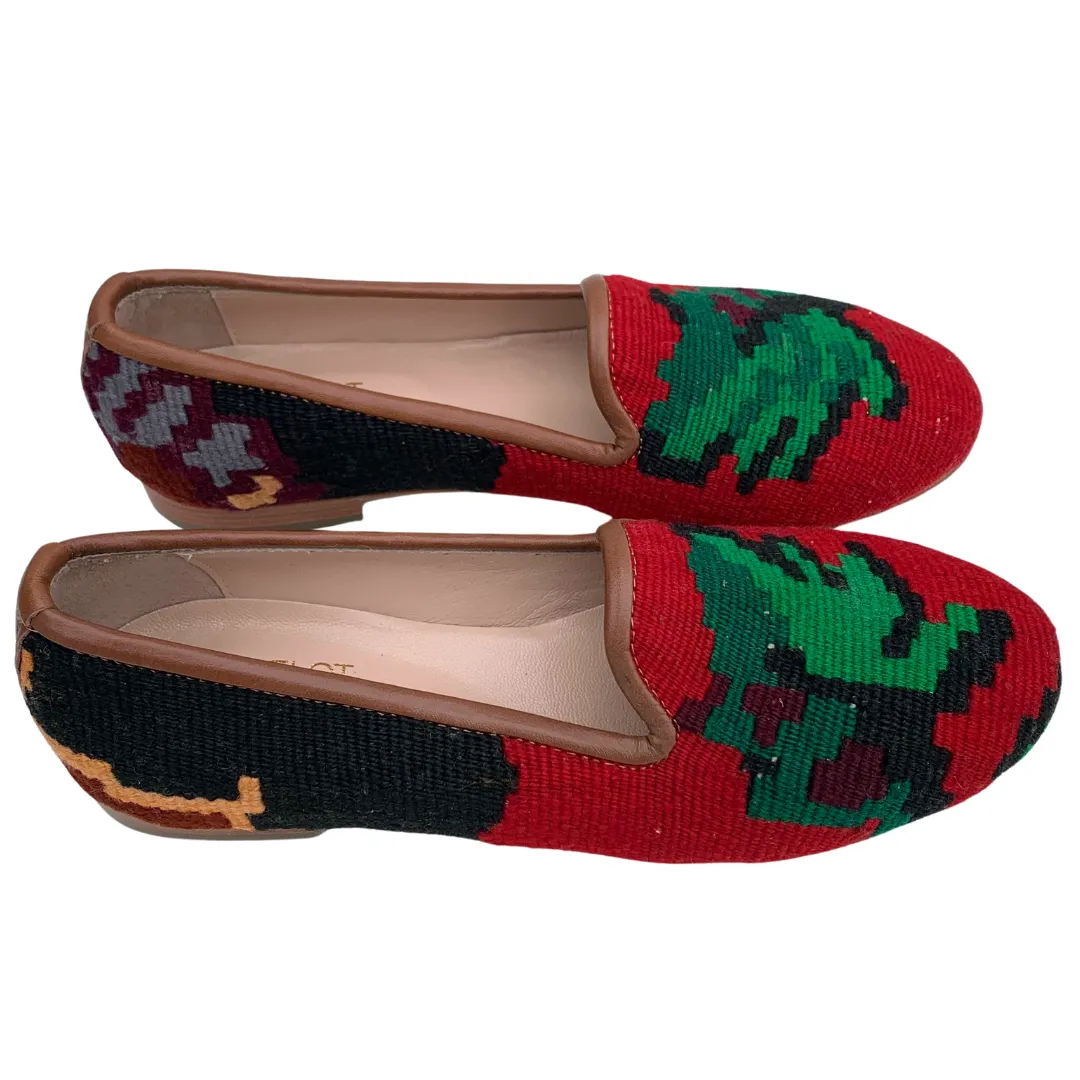 Women's Turkish Kilim Loafers Red & Green